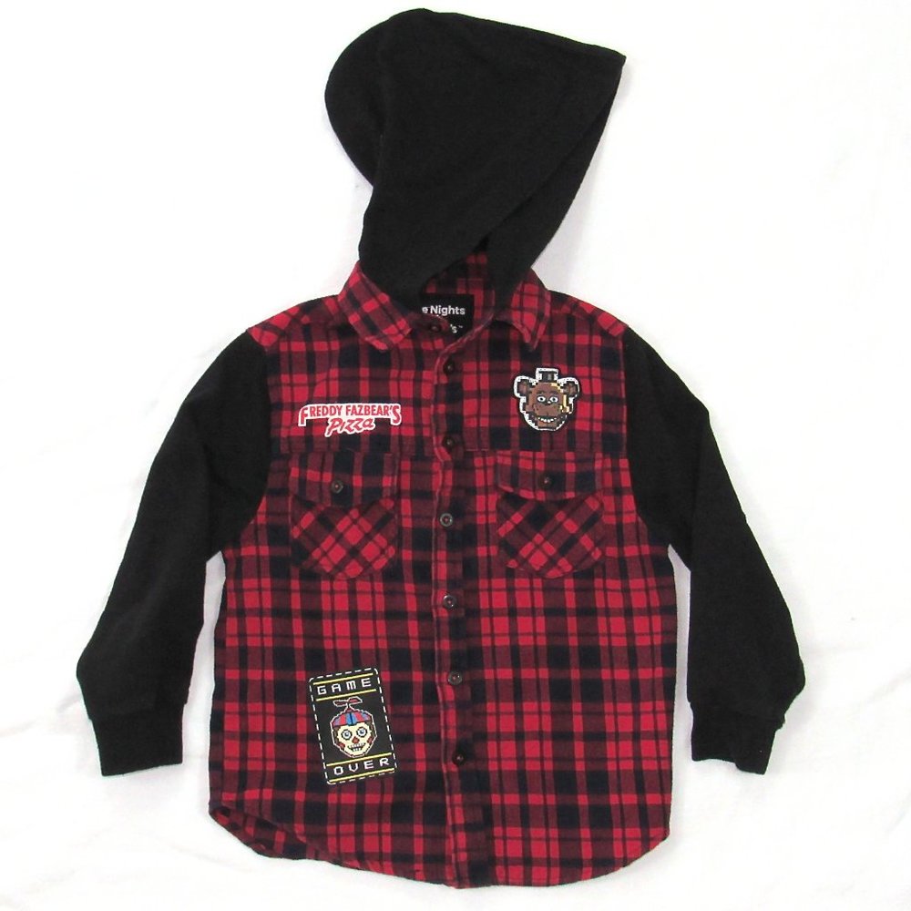 Five Nights at Freddy's Hooded Flannel with Patches XS
